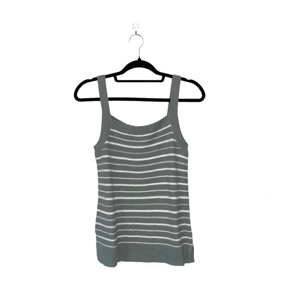 GAP 100% Cotton Sage Green & White Striped Knit Tank Top Small Women’s - Picture 5 of 10